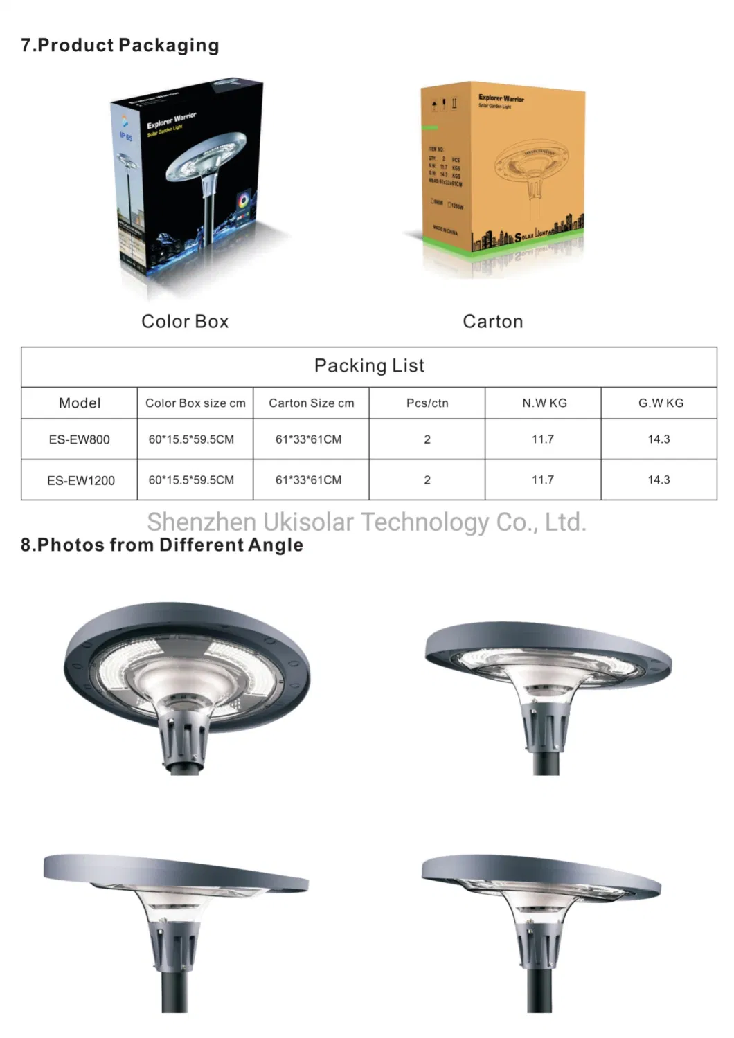 Ukisolar Solar Garden Lights Home Depot with RGB and Remoter, 4m Split Pole Post