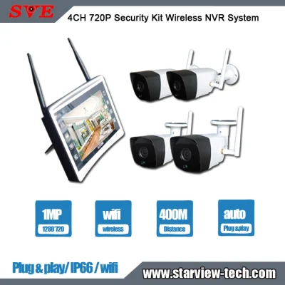4CH 720p 스마트 홈 무선 NVR 키트 비디오 보안 카메라